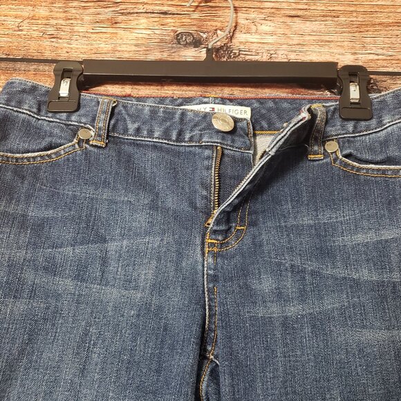 Tommy Hilfiger Y2K Jeans Size 8 Low Rise Straight Blue Denim Embroidered Pockets - Picture 5 of 9
